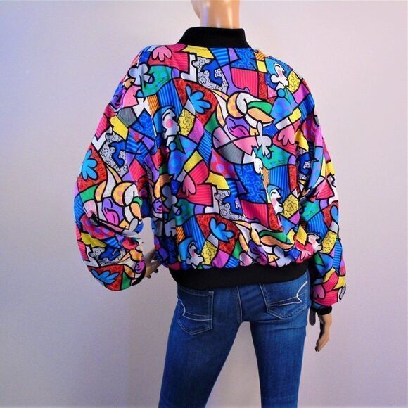 Vintage 1990s Pop Art Romero Britto Bomber Jacket - Picture 5 of 9